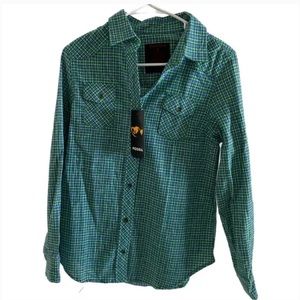 Western Style Plaid Button Down, Vintage, Small